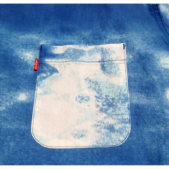 Levi's Tie Dye Short Sleeve Button Front Shirt Men's 2XL Blue Whitr NWOT - Picture 8 of 11